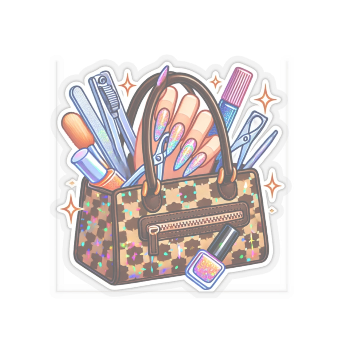 Nail Tech Vibes Kiss-Cut Single Sticker | Glittery Nail Art Design for Beauty Lovers