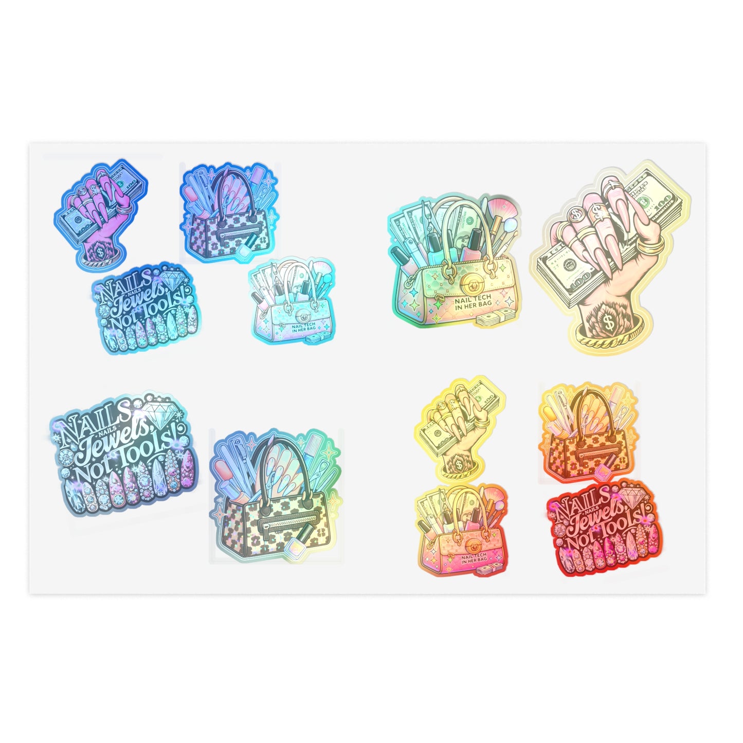 Holographic Nail Tech Sticker Sheets