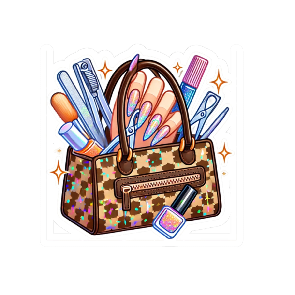 Nail Tech Vibes Kiss-Cut Single Sticker | Glittery Nail Art Design for Beauty Lovers